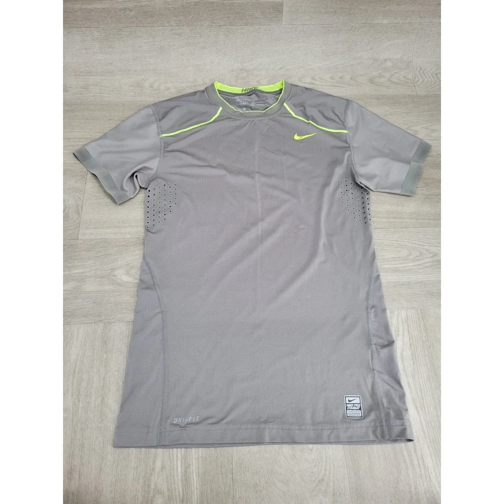 Nike Pro Combat Dri-FIT Compression Set Crew Neck L Shorts M‎ Gray Neon Green